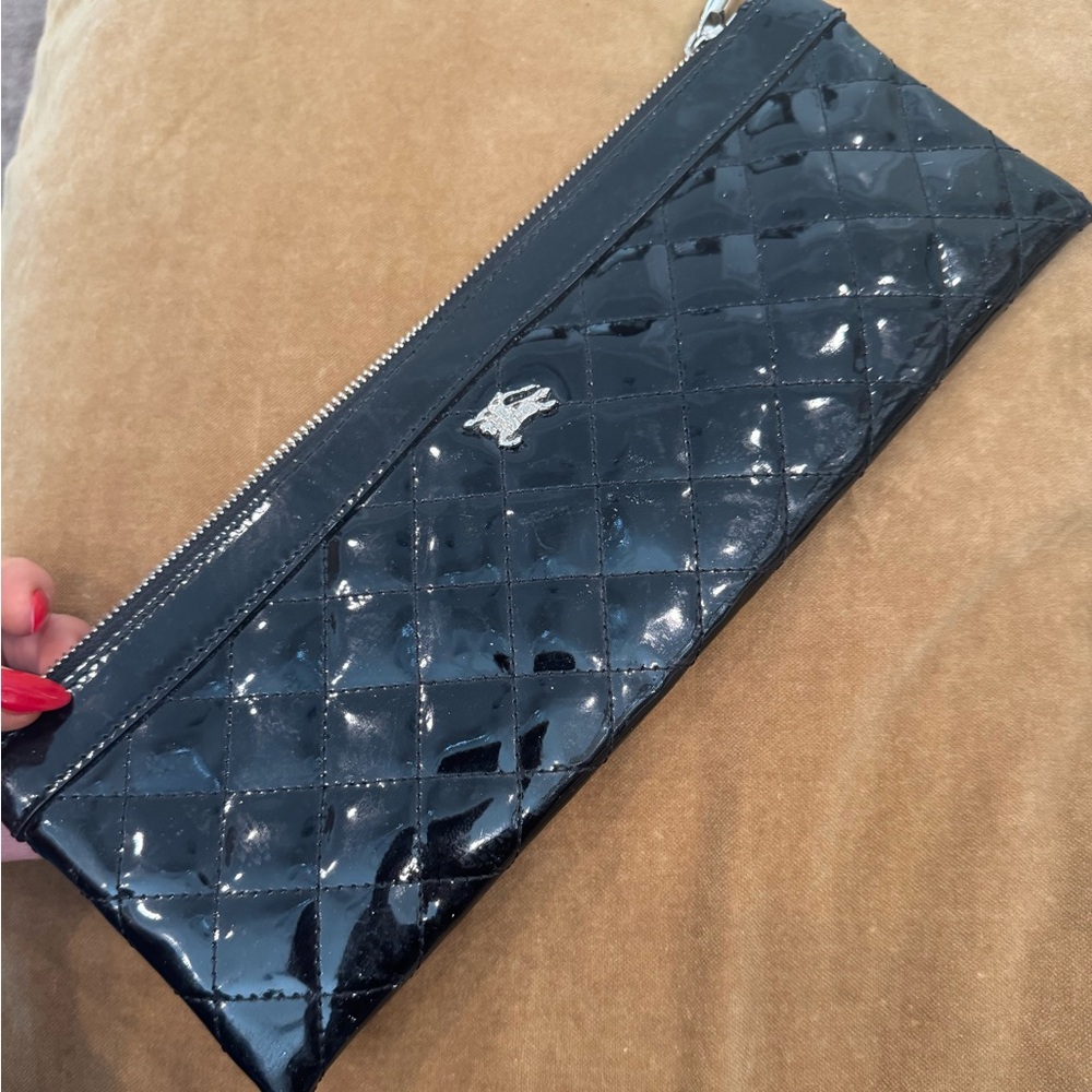 Authentic Burberry Patent Black Quilted Clutch Bag